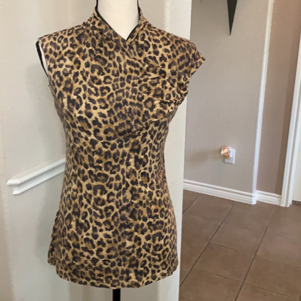 Ann Taylor tan leopard print top Size S
